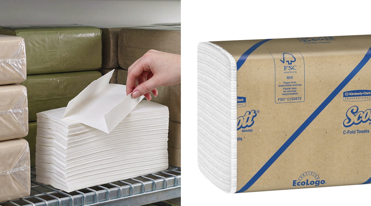 C-fold commercial paper towels stacked flat C-fold commercial paper towels stacked flat