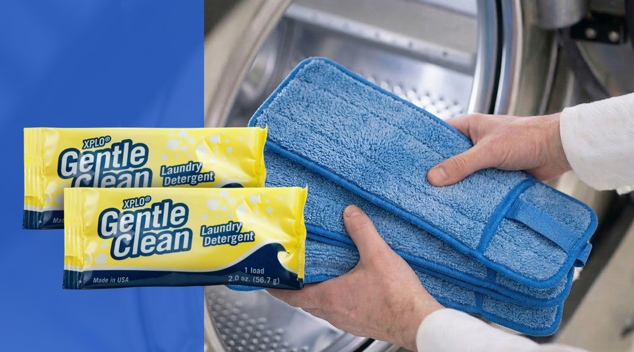 Mild low-residue&nbsp;laundry detergent for washing dust mop pads