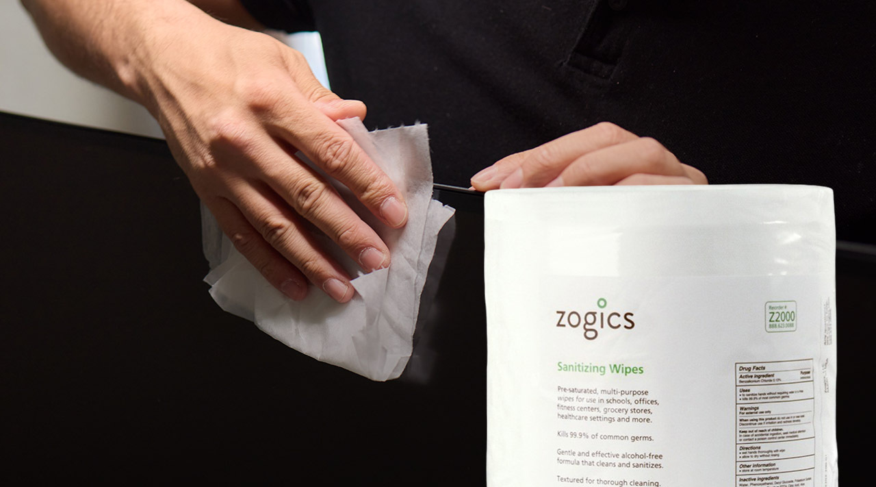 Zogics alcohol free wipes Zogics sanitizing wipes