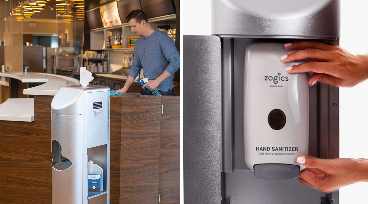 Sanitizing station with wipe dispenser Zogics All-in-One Sanitizing Station